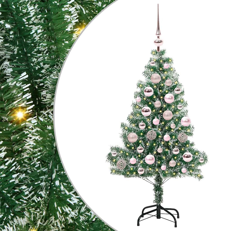 Kunstmatige Kerstboom Sneeuw Gevlochten Met Led Licht 120 Cm