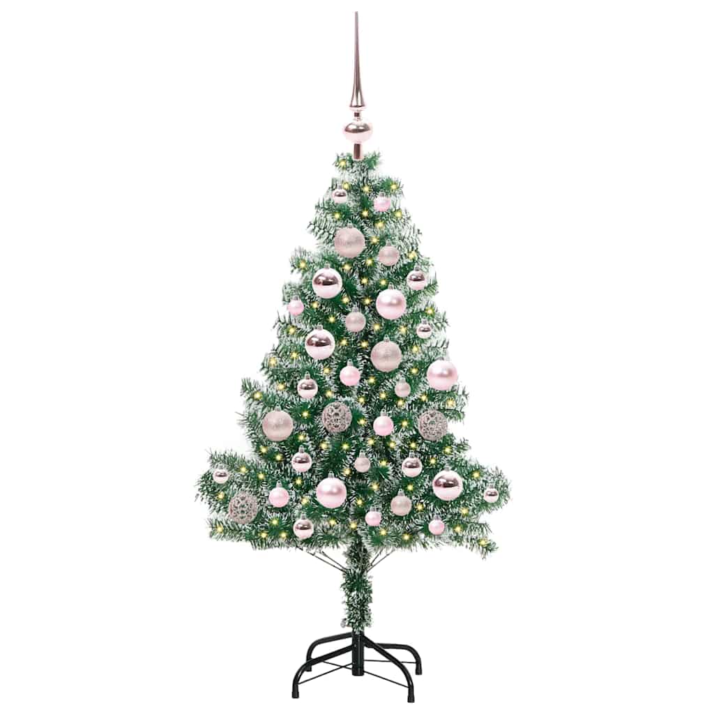 Kunstmatige Kerstboom Sneeuw Gevlochten Met Led Licht 120 Cm