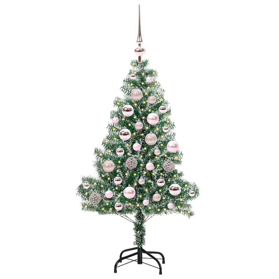 Kunstmatige Kerstboom Sneeuw Gevlochten Met Led Licht 120 Cm