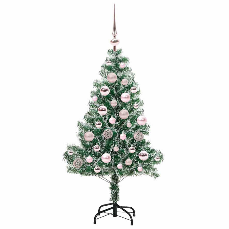 Kunstmatige Kerstboom Sneeuw Gevlochten Met Led Licht 120 Cm