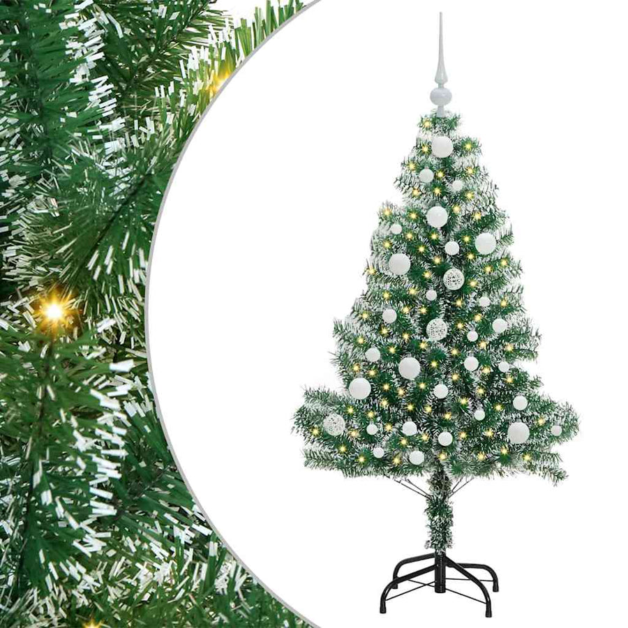 Kunstmatige Kerstboom Sneeuw Gevlochten Met Led Licht 120 cm