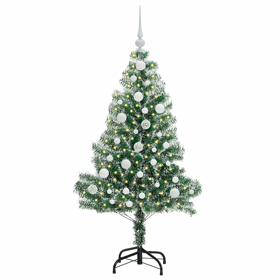Kunstmatige Kerstboom Sneeuw Gevlochten Met Led Licht 120 cm