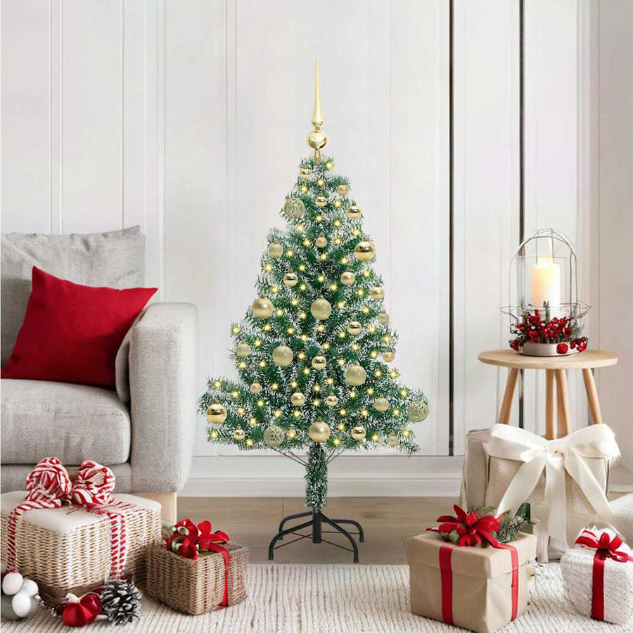 Kunstmatige Kerstboom Sneeuw Gevlochten Met Led Licht 120 cm