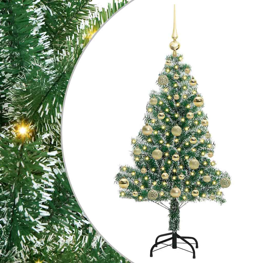 Kunstmatige Kerstboom Sneeuw Gevlochten Met Led Licht 120 cm