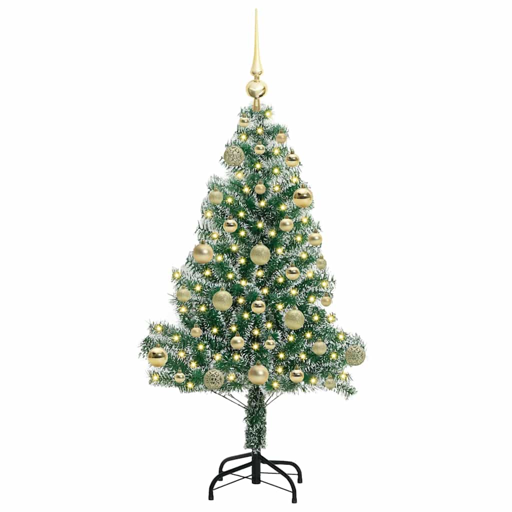 Kunstmatige Kerstboom Sneeuw Gevlochten Met Led Licht 120 cm