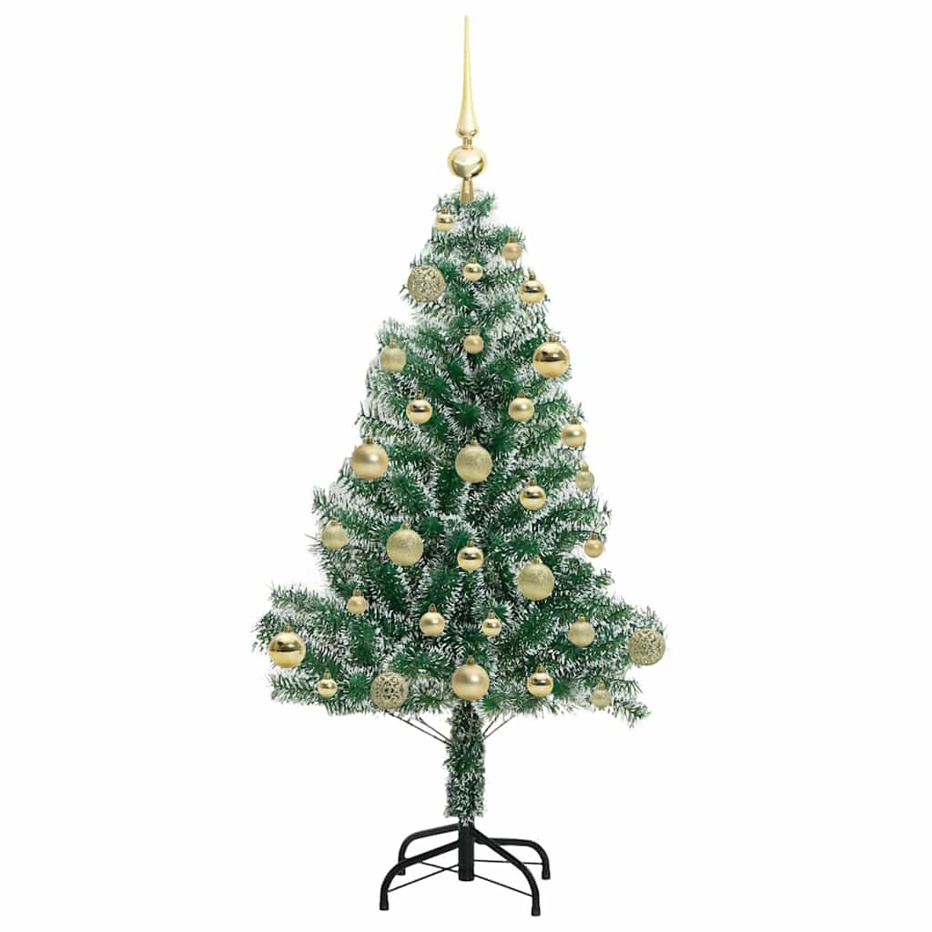 Kunstmatige Kerstboom Sneeuw Gevlochten Met Led Licht 120 cm