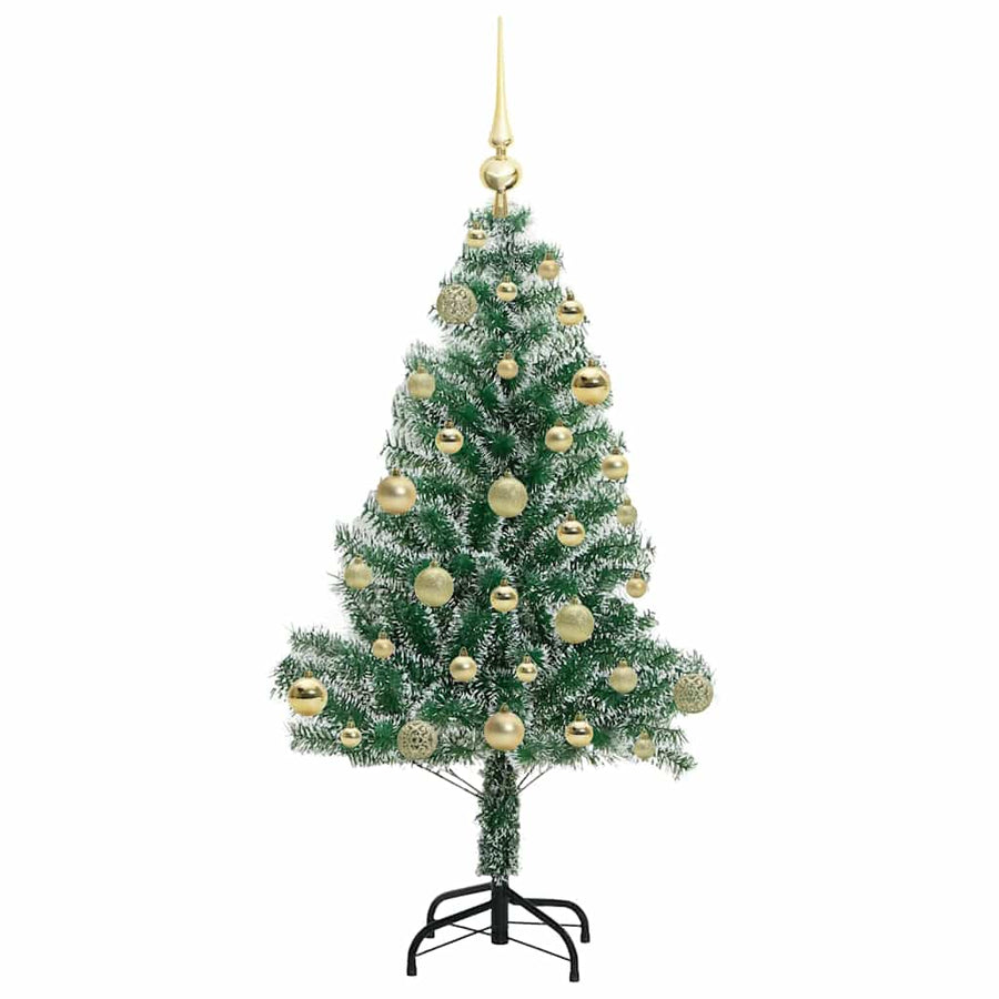 Kunstmatige Kerstboom Sneeuw Gevlochten Met Led Licht 120 cm