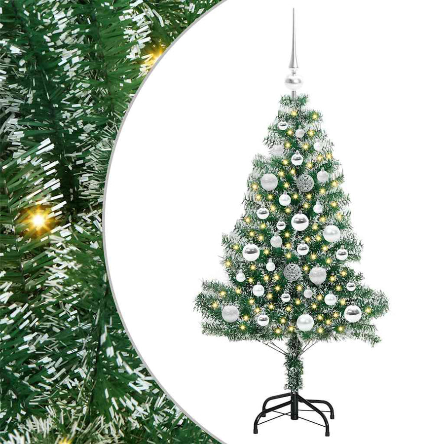 Kunstmatige Kerstboom Sneeuw Gevlochten Met Led Licht 120 Cm