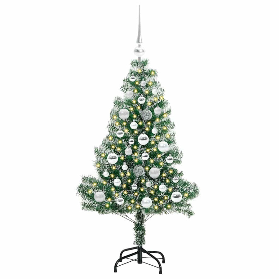 Kunstmatige Kerstboom Sneeuw Gevlochten Met Led Licht 120 Cm