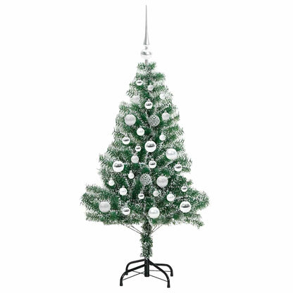 Kunstmatige Kerstboom Sneeuw Gevlochten Met Led Licht 120 Cm