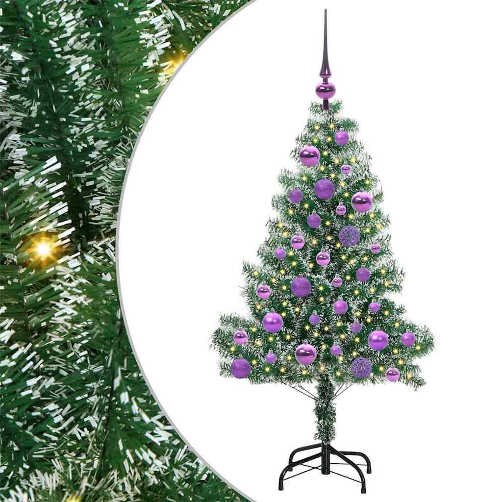 Kunstmatige Kerstboom Sneeuw Gevlochten Met Led Licht 120 cm