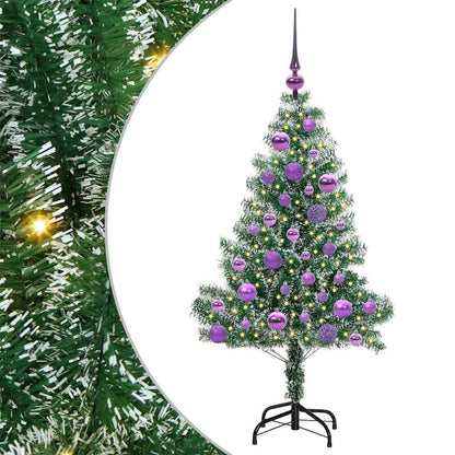 Kunstmatige Kerstboom Sneeuw Gevlochten Met Led Licht 120 cm