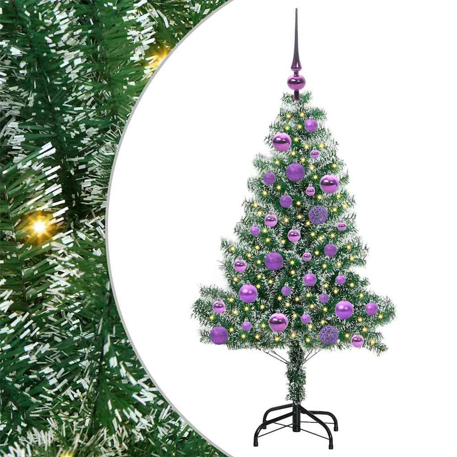 Kunstmatige Kerstboom Sneeuw Gevlochten Met Led Licht 120 cm