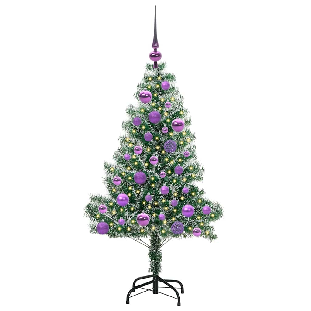 Kunstmatige Kerstboom Sneeuw Gevlochten Met Led Licht 120 cm