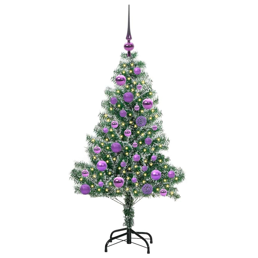 Kunstmatige Kerstboom Sneeuw Gevlochten Met Led Licht 120 cm
