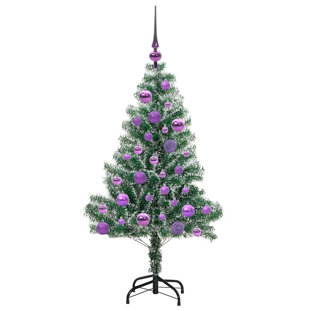 Kunstmatige Kerstboom Sneeuw Gevlochten Met Led Licht 120 cm