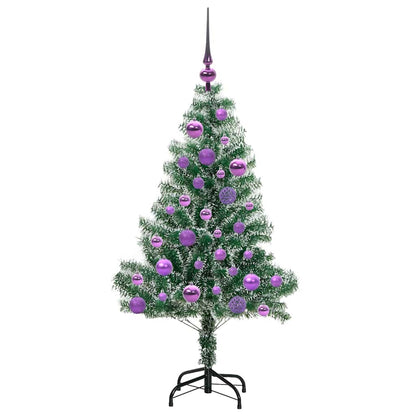 Kunstmatige Kerstboom Sneeuw Gevlochten Met Led Licht 120 cm