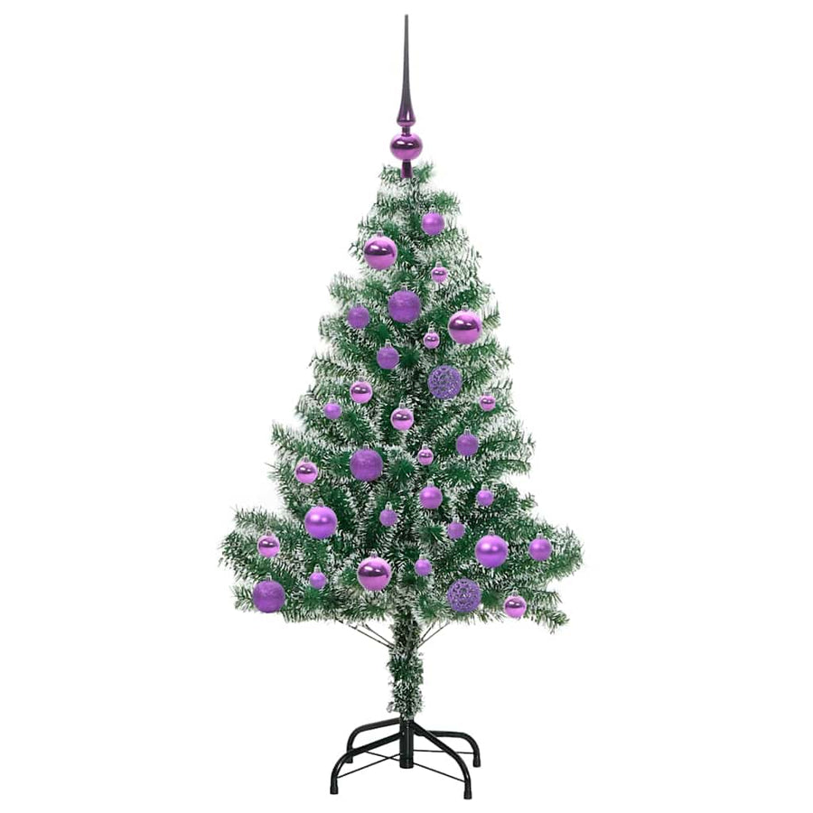 Kunstmatige Kerstboom Sneeuw Gevlochten Met Led Licht 120 cm