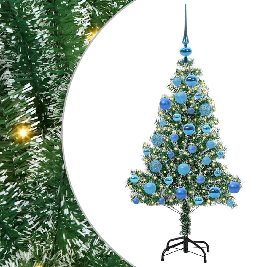 Kunstmatige Kerstboom Sneeuw Gevlochten Met Led Licht 120 cm