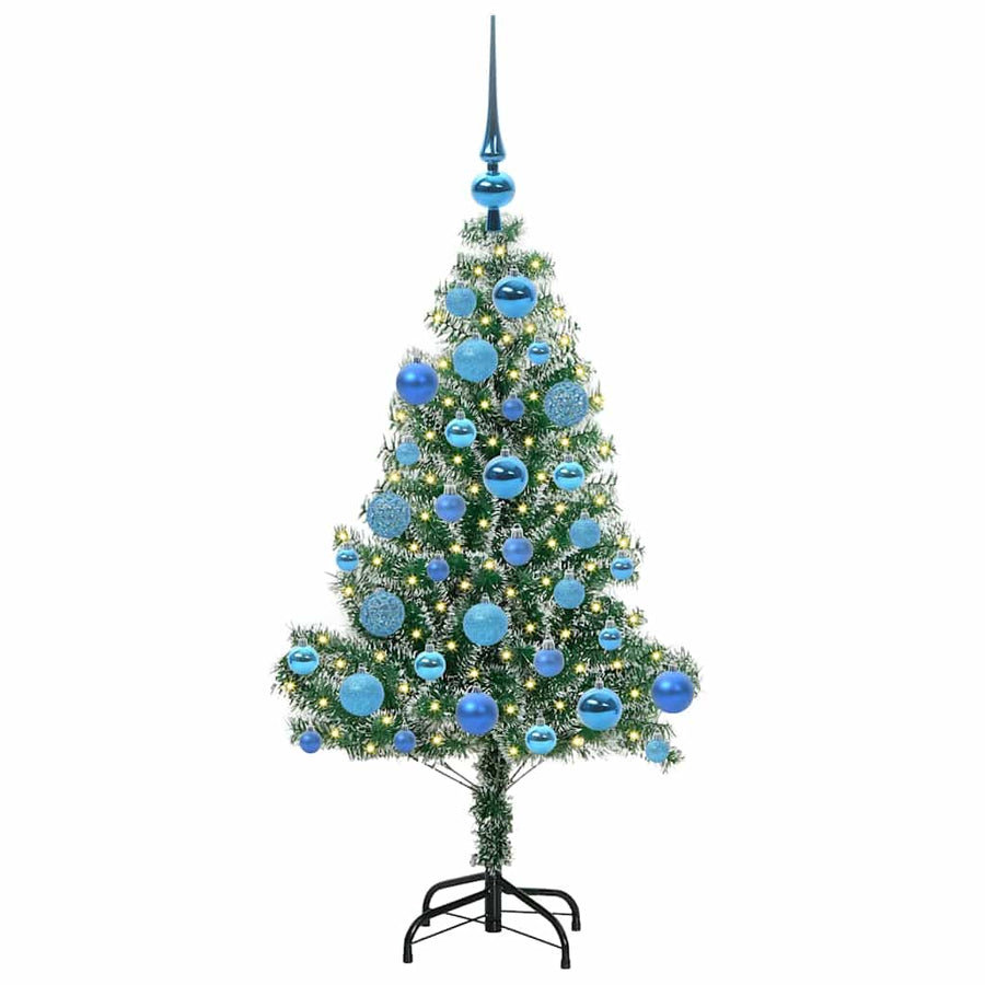 Kunstmatige Kerstboom Sneeuw Gevlochten Met Led Licht 120 cm