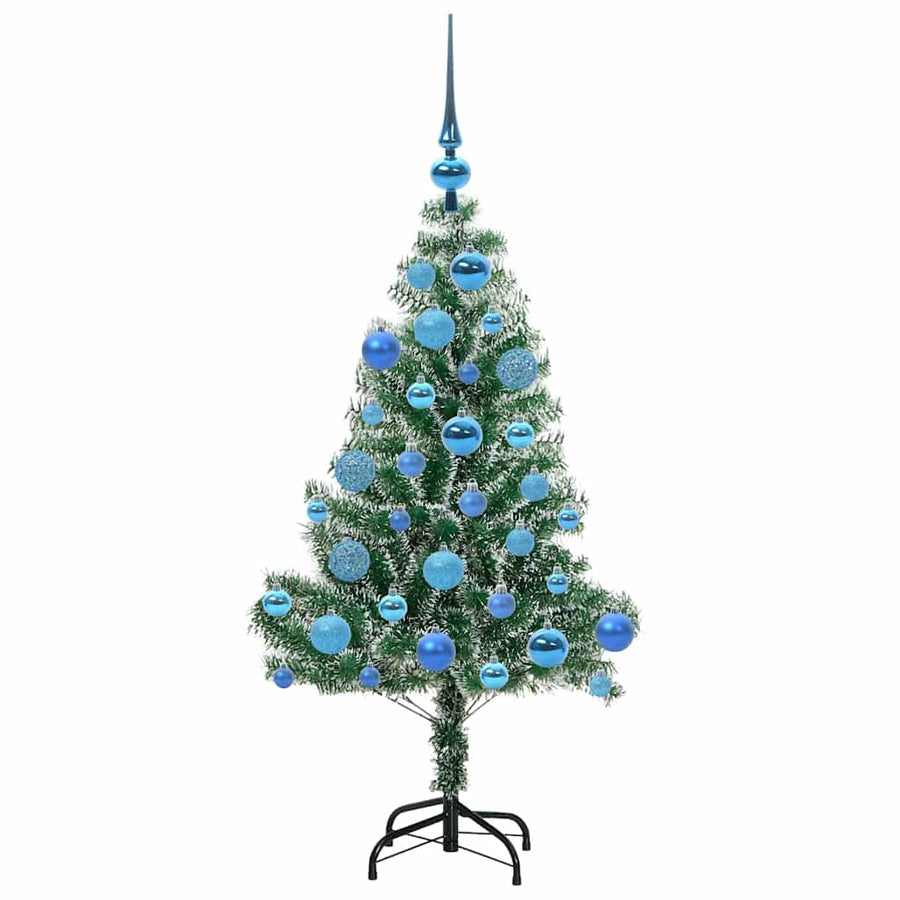 Kunstmatige Kerstboom Sneeuw Gevlochten Met Led Licht 120 cm