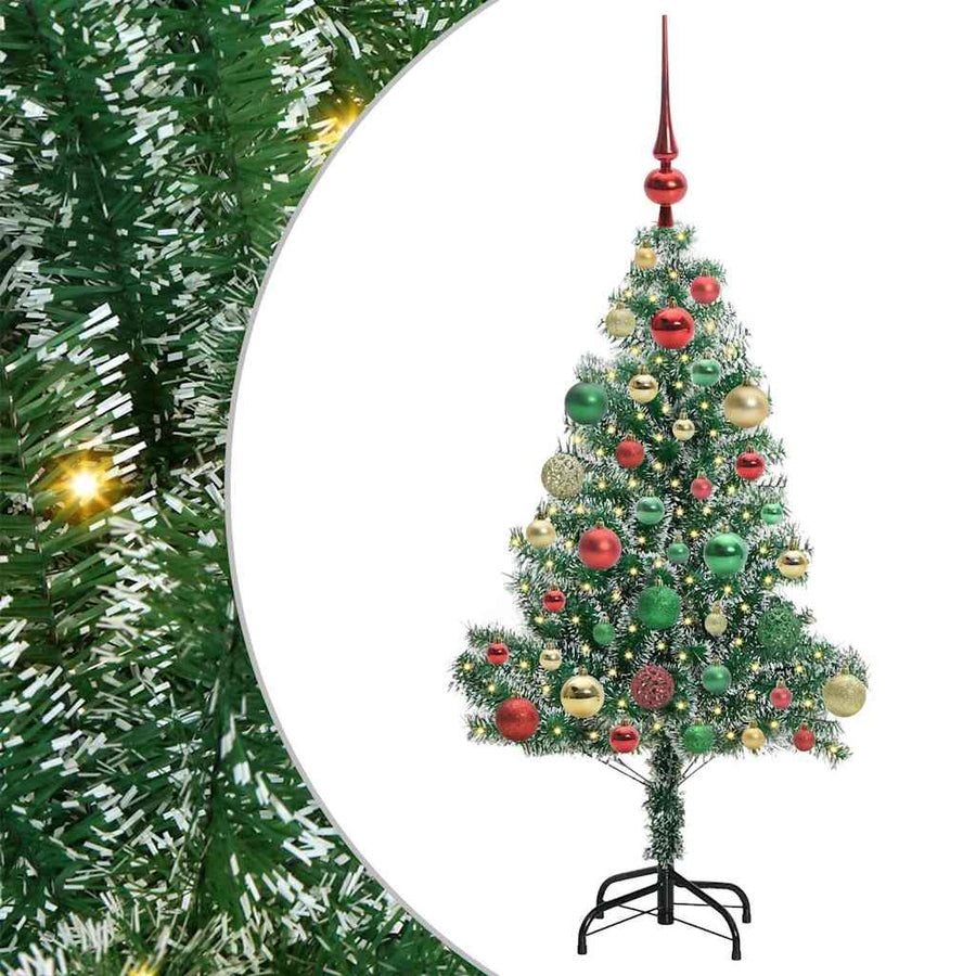 Kunstmatige Kerstboom Sneeuw Gevlochten Met Led Licht 120 cm