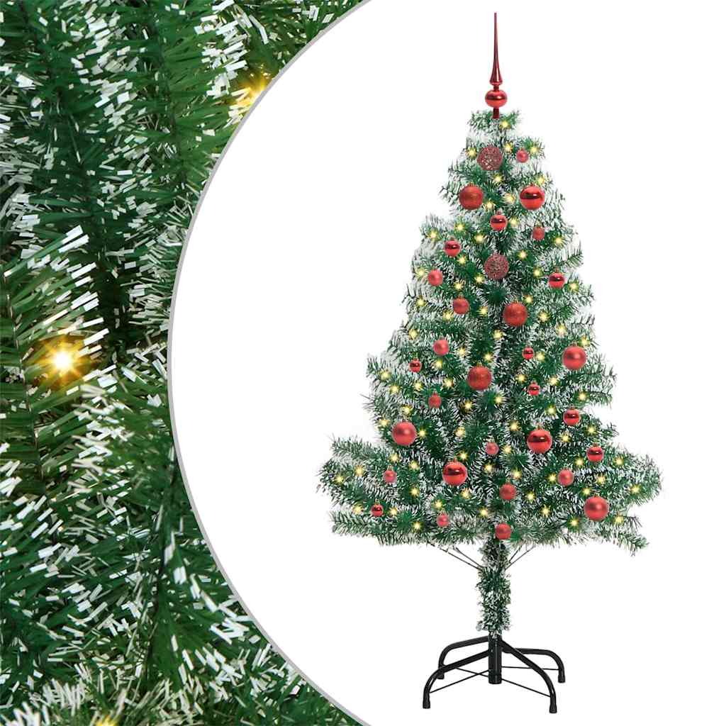 Kunstmatige Kerstboom Sneeuw Gevlochten met LED Licht 150 cm