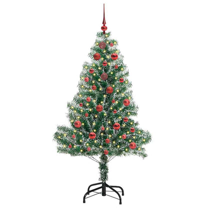 Kunstmatige Kerstboom Sneeuw Gevlochten met LED Licht 150 cm