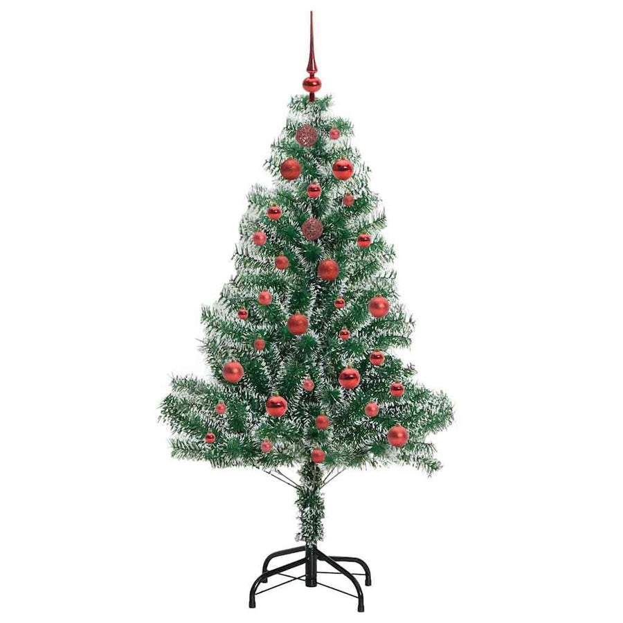 Kunstmatige Kerstboom Sneeuw Gevlochten met LED Licht 150 cm