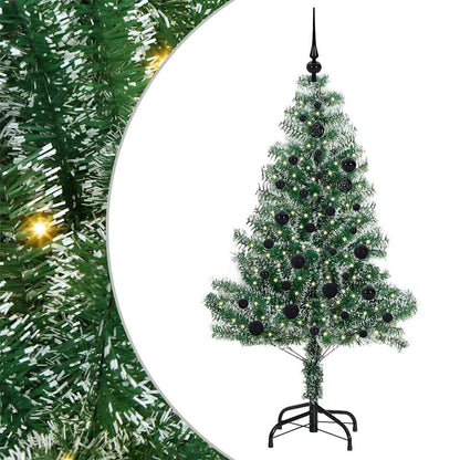 Kunstmatige Kerstboom Sneeuw Gevlochten met LED Licht 150 cm