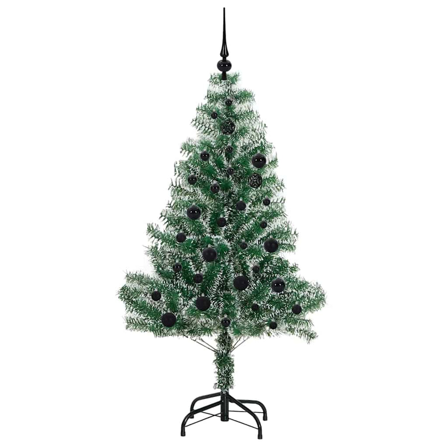 Kunstmatige Kerstboom Sneeuw Gevlochten met LED Licht 150 cm