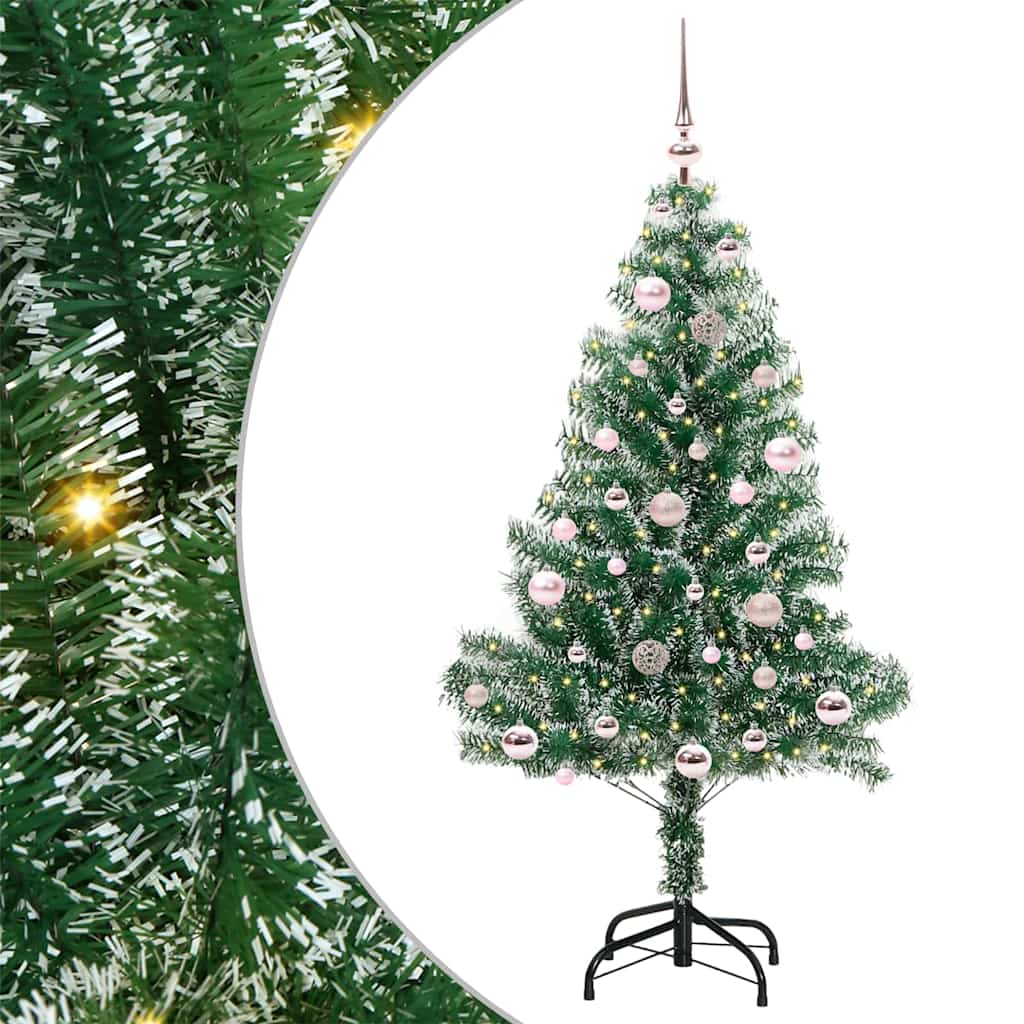 Kunstmatige Kerstboom Sneeuw Gevlochten met LED Licht 150 cm