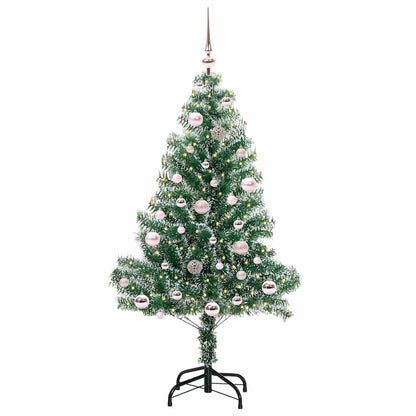 Kunstmatige Kerstboom Sneeuw Gevlochten met LED Licht 150 cm