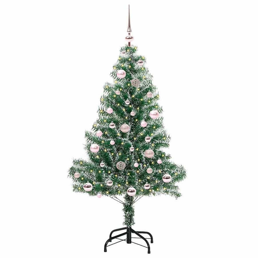 Kunstmatige Kerstboom Sneeuw Gevlochten met LED Licht 150 cm