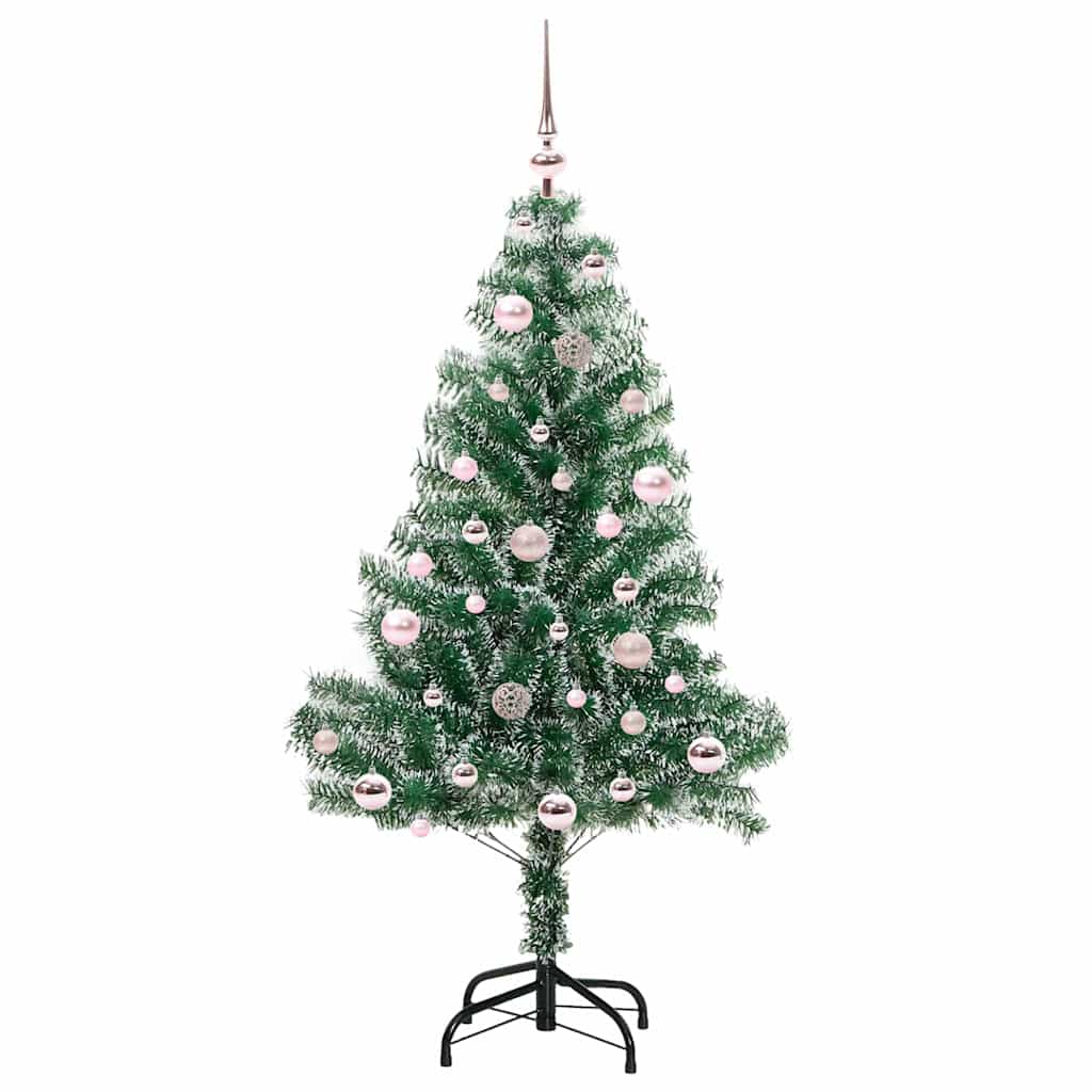 Kunstmatige Kerstboom Sneeuw Gevlochten met LED Licht 150 cm
