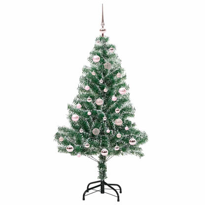 Kunstmatige Kerstboom Sneeuw Gevlochten met LED Licht 150 cm