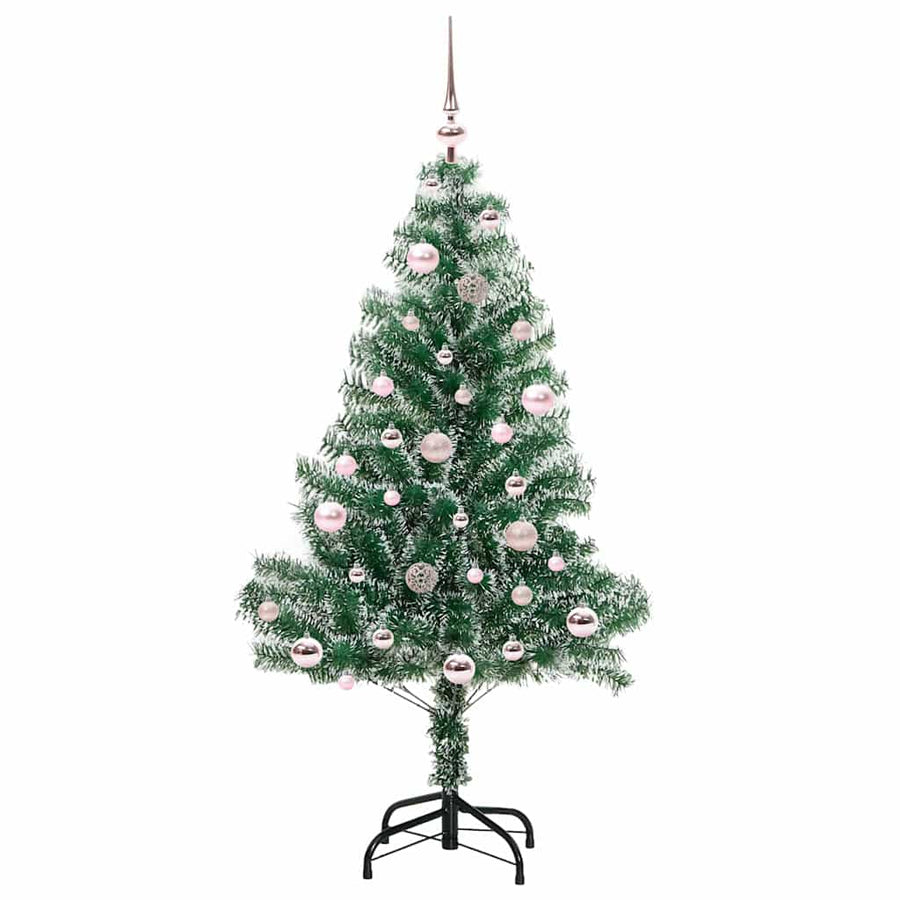Kunstmatige Kerstboom Sneeuw Gevlochten met LED Licht 150 cm