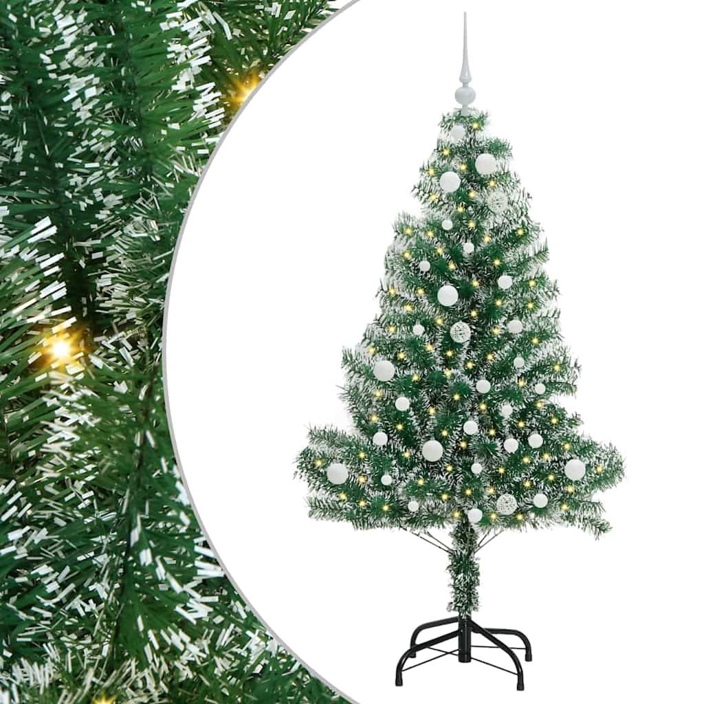 Kunstmatige Kerstboom Sneeuw Gevlochten met LED Licht 150 cm