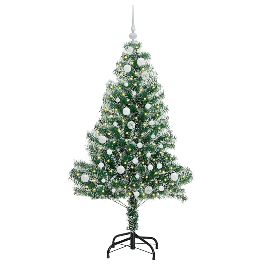 Kunstmatige Kerstboom Sneeuw Gevlochten met LED Licht 150 cm