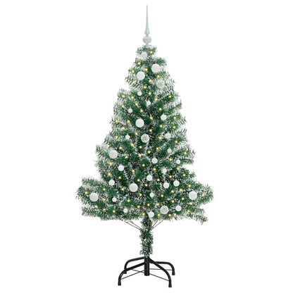 Kunstmatige Kerstboom Sneeuw Gevlochten met LED Licht 150 cm