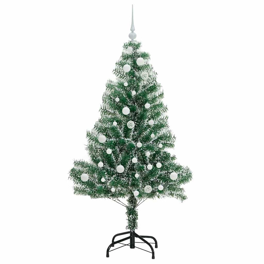 Kunstmatige Kerstboom Sneeuw Gevlochten met LED Licht 150 cm