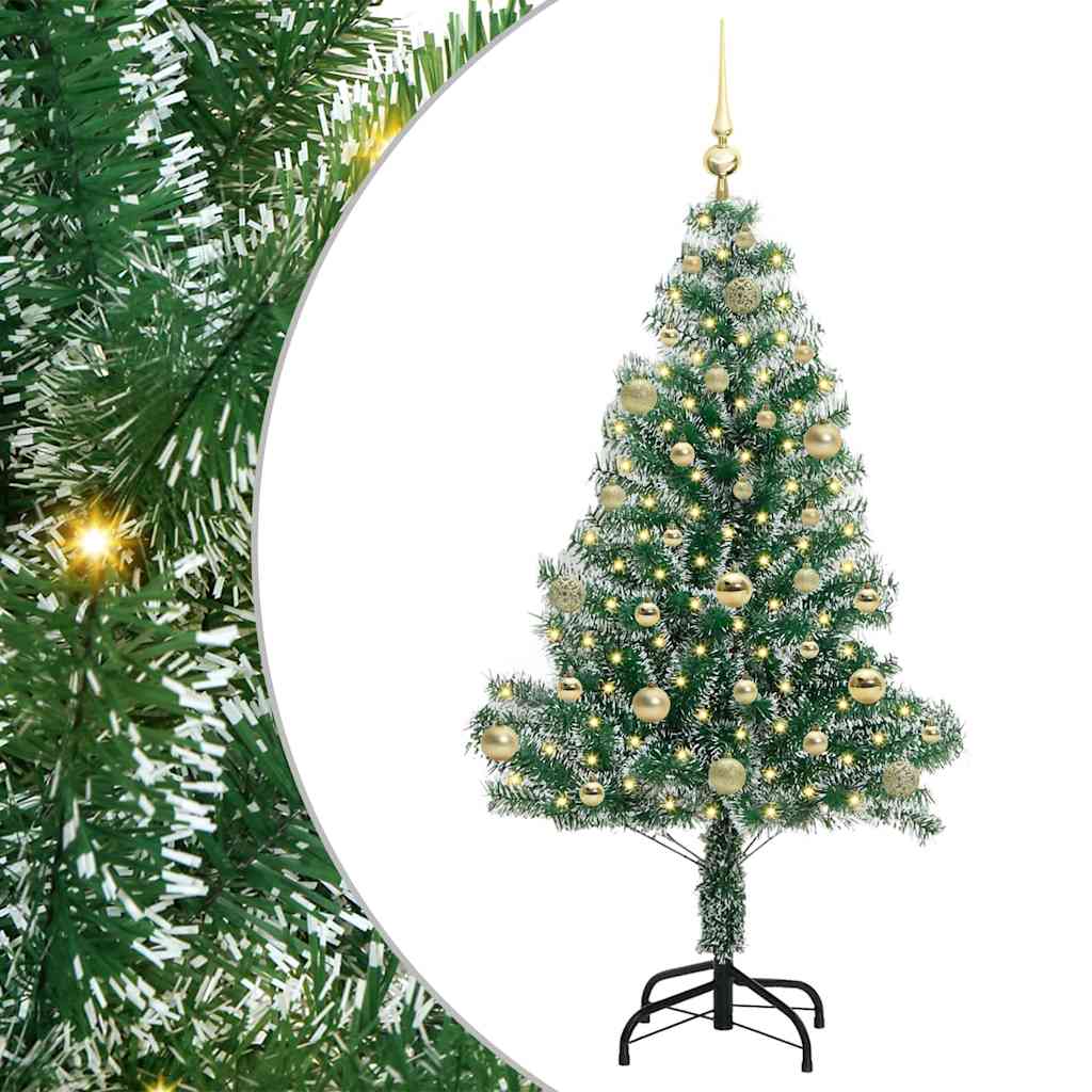 Kunstmatige Kerstboom Sneeuw Gevlochten met LED Licht 150 cm