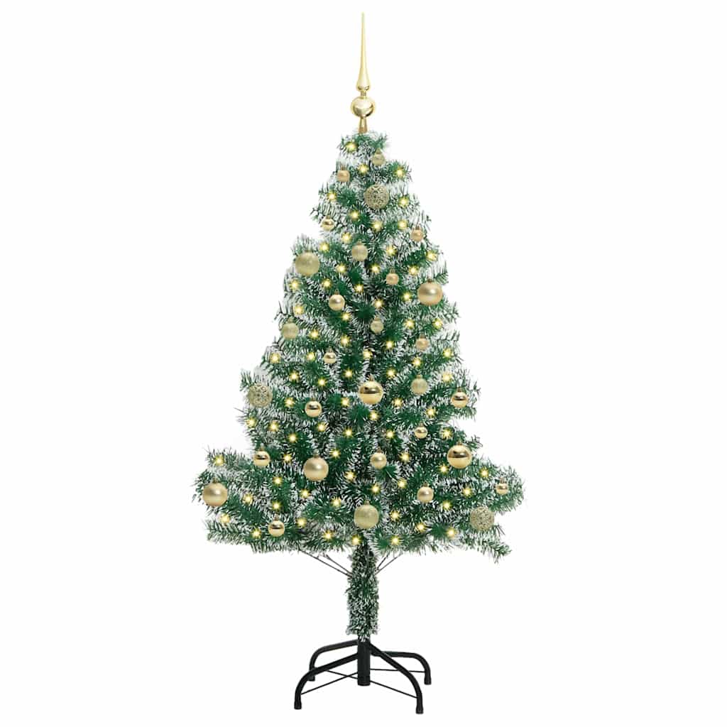 Kunstmatige Kerstboom Sneeuw Gevlochten met LED Licht 150 cm
