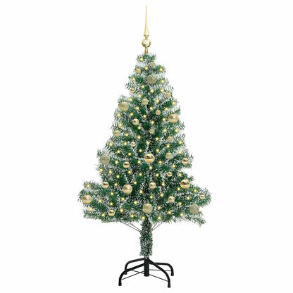 Kunstmatige Kerstboom Sneeuw Gevlochten met LED Licht 150 cm