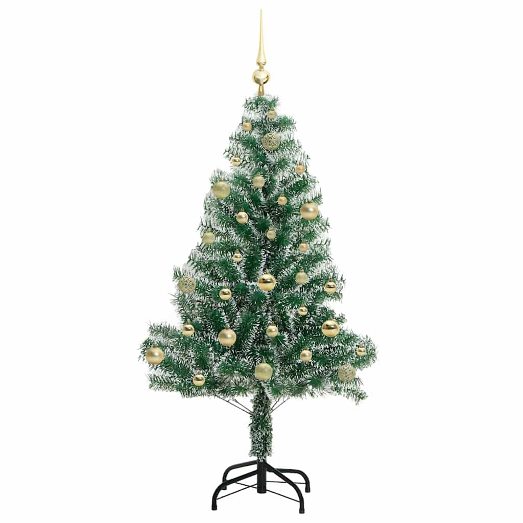 Kunstmatige Kerstboom Sneeuw Gevlochten met LED Licht 150 cm