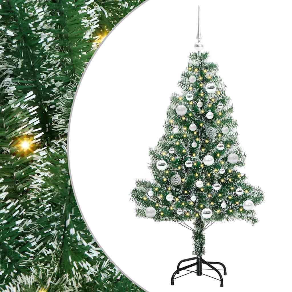 Kunstmatige Kerstboom Sneeuw Gevlochten met LED Licht 150 cm