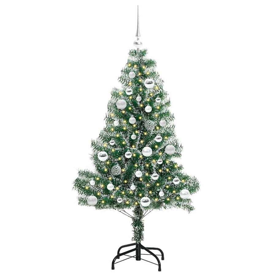 Kunstmatige Kerstboom Sneeuw Gevlochten met LED Licht 150 cm