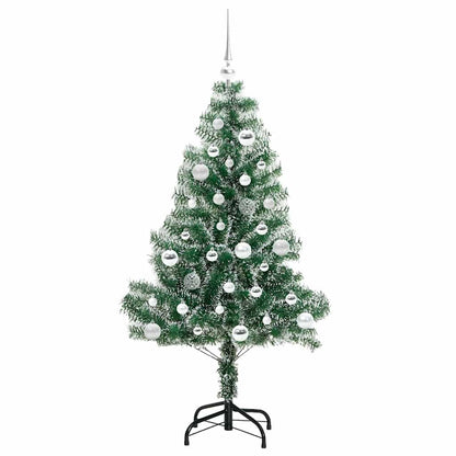 Kunstmatige Kerstboom Sneeuw Gevlochten met LED Licht 150 cm