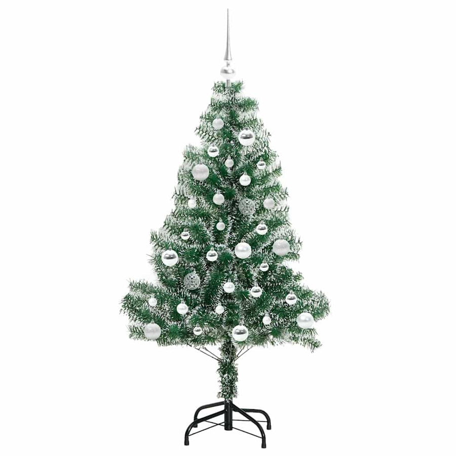 Kunstmatige Kerstboom Sneeuw Gevlochten met LED Licht 150 cm