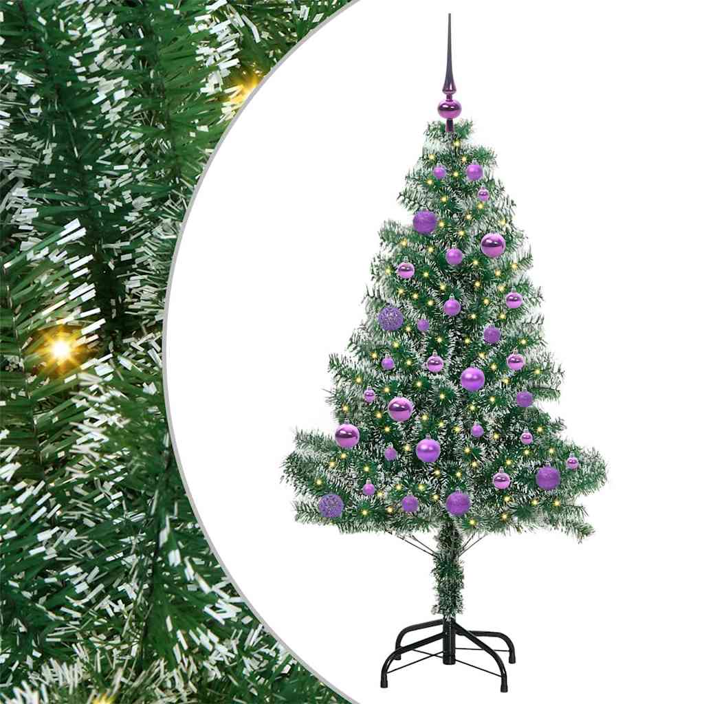 Kunstmatige Kerstboom Sneeuw Gevlochten met LED Licht 150 cm